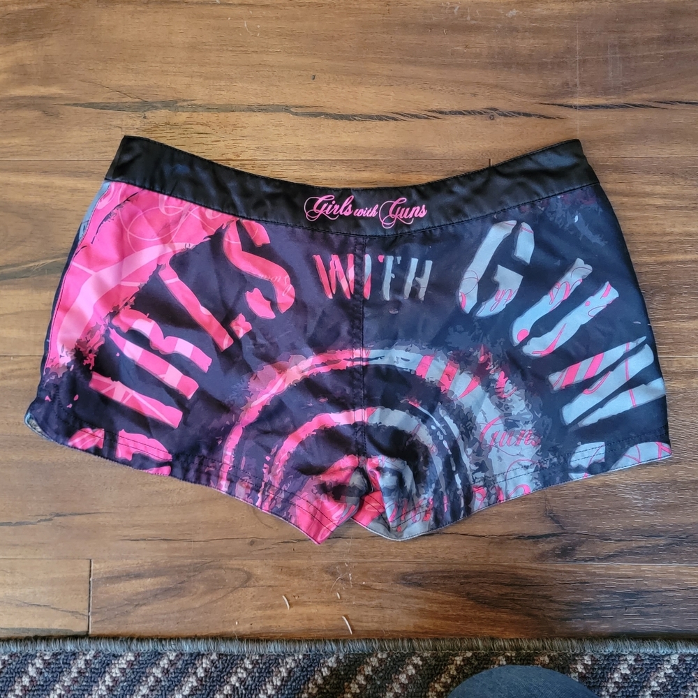 Reversible girls with guns shorts